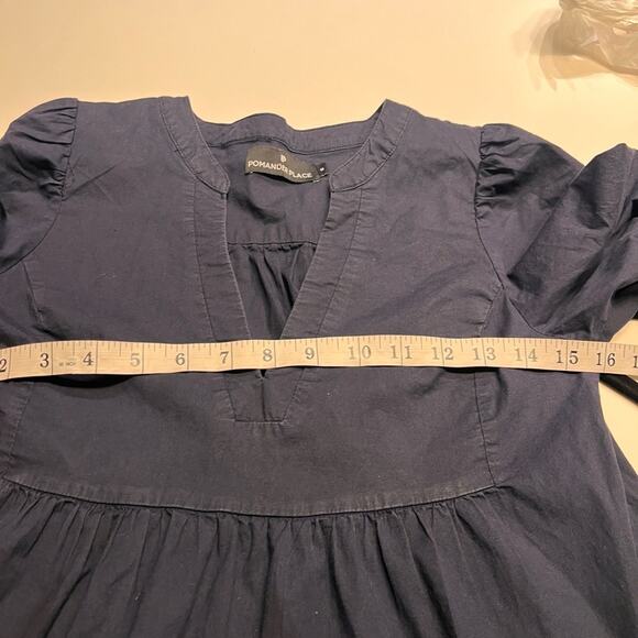 Pomander Place Navy Blue Tiered Mini Dress, size medium, EUC - Picture 8 of 9